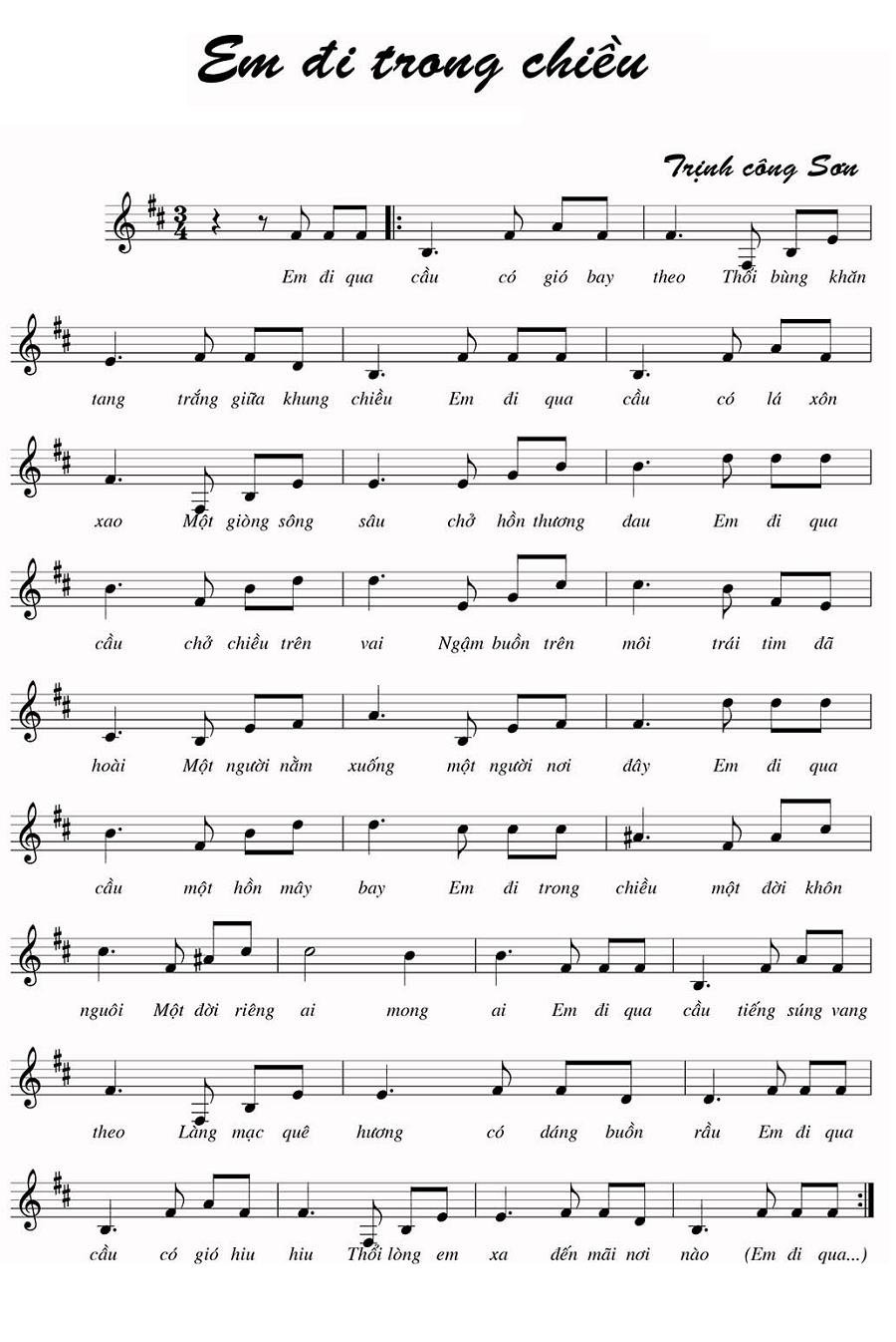 Sheet nhạc Em Đi Trong Chiều